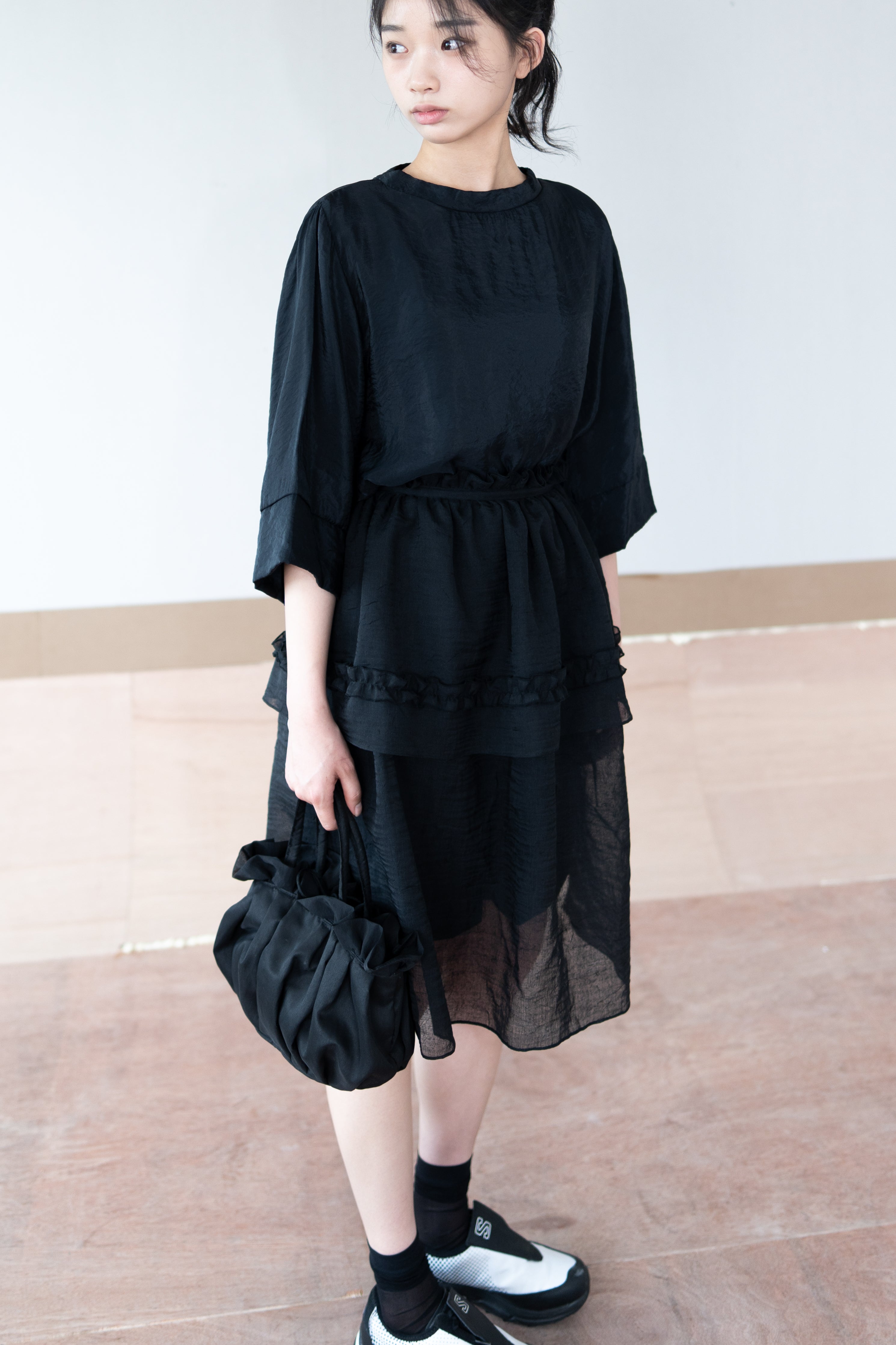 shine half neck blouse