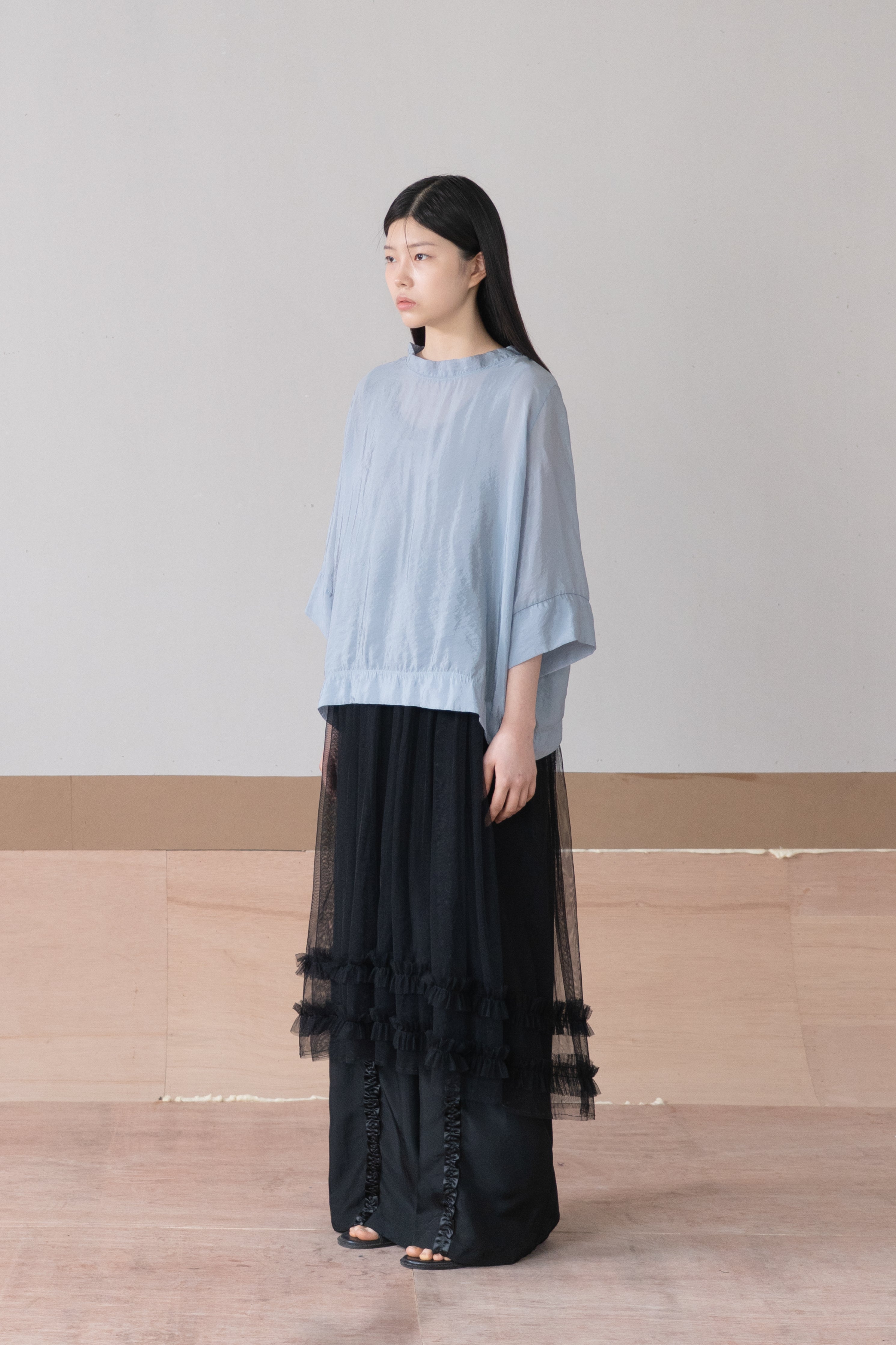 shine half neck blouse