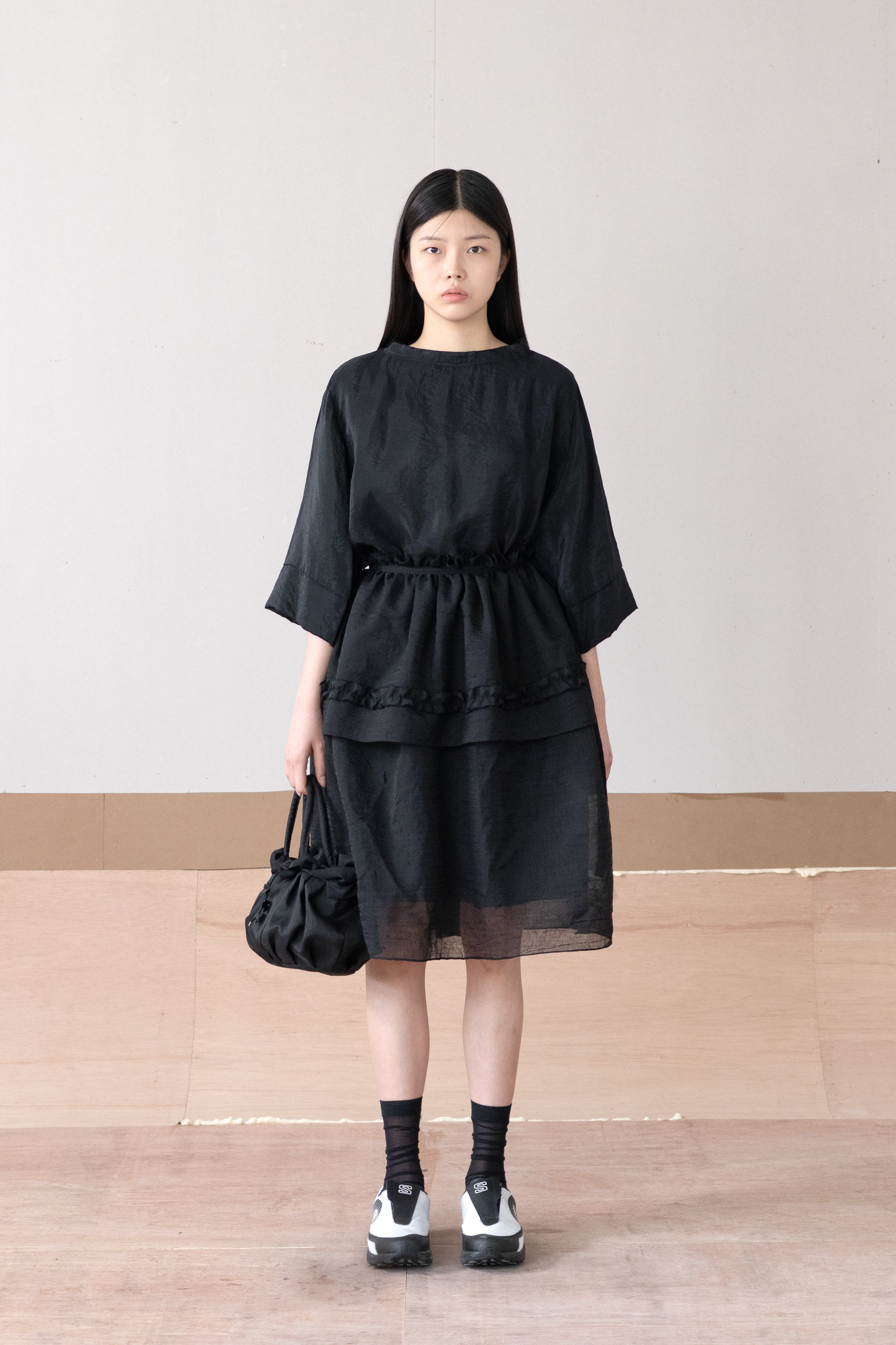 shine half neck blouse