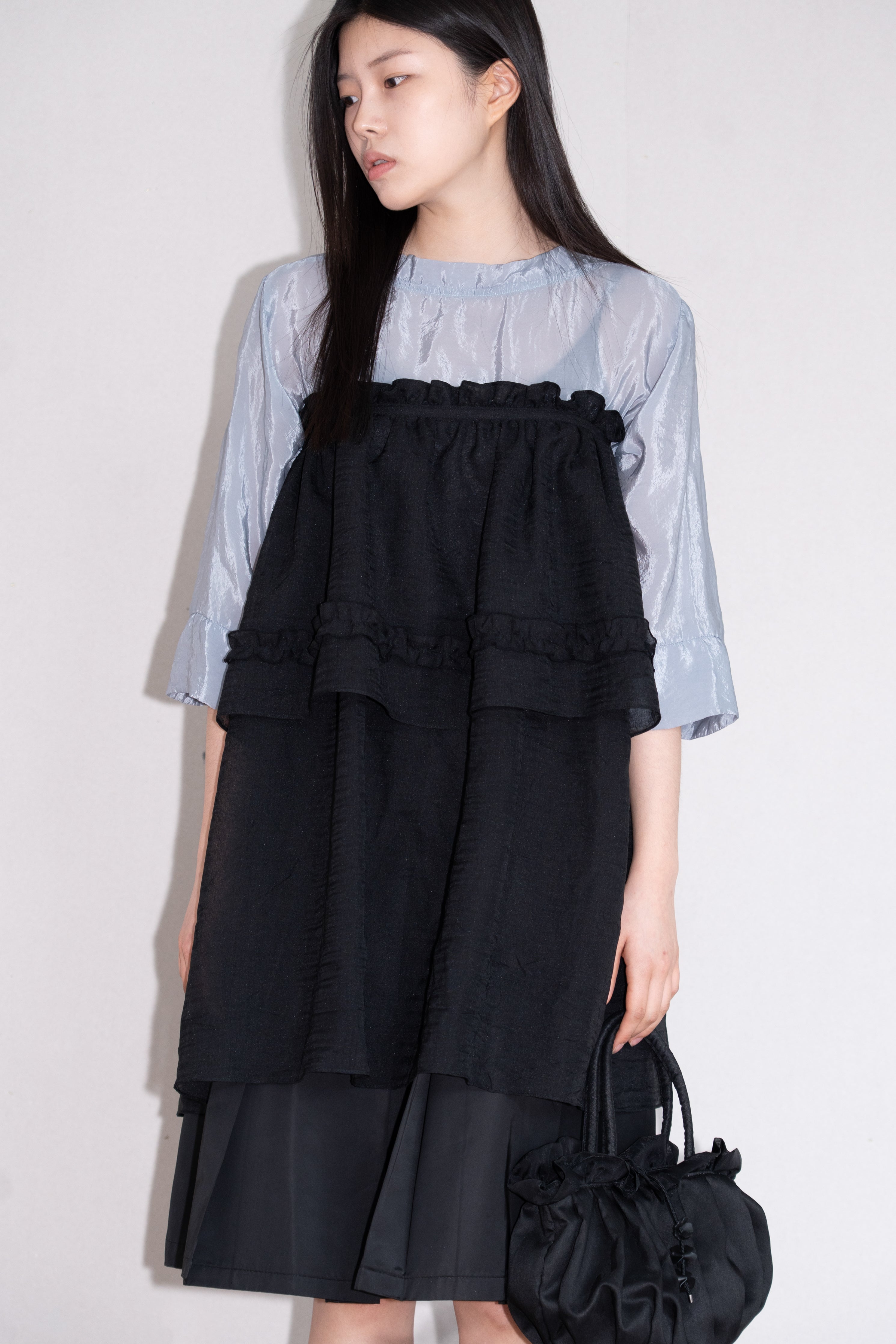 shine half neck blouse