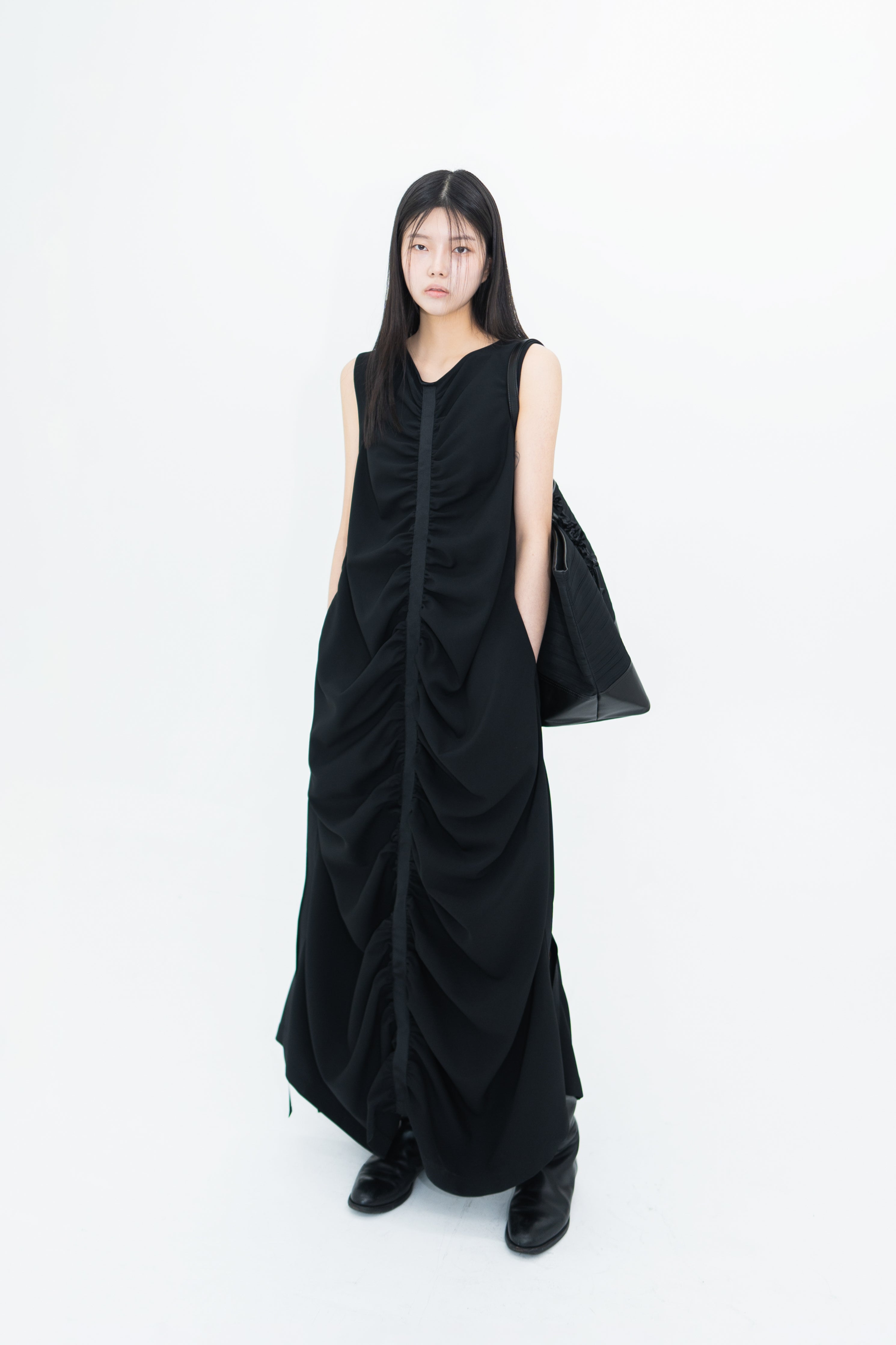 shirring long dress
