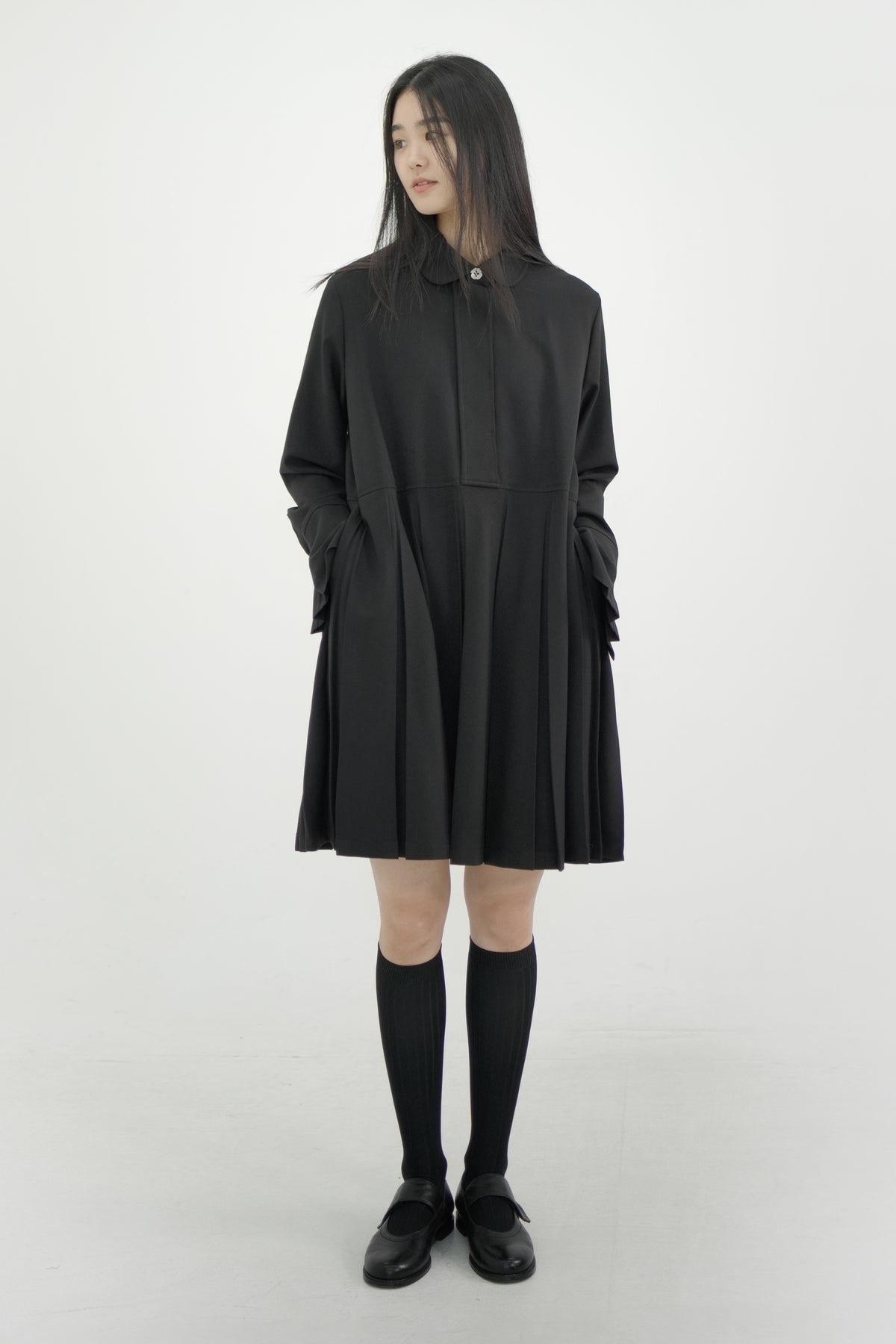 standard flower button dress