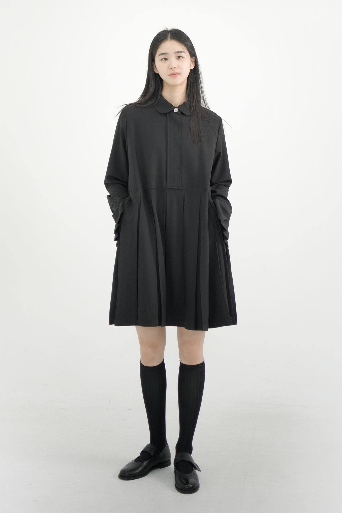 standard flower button dress