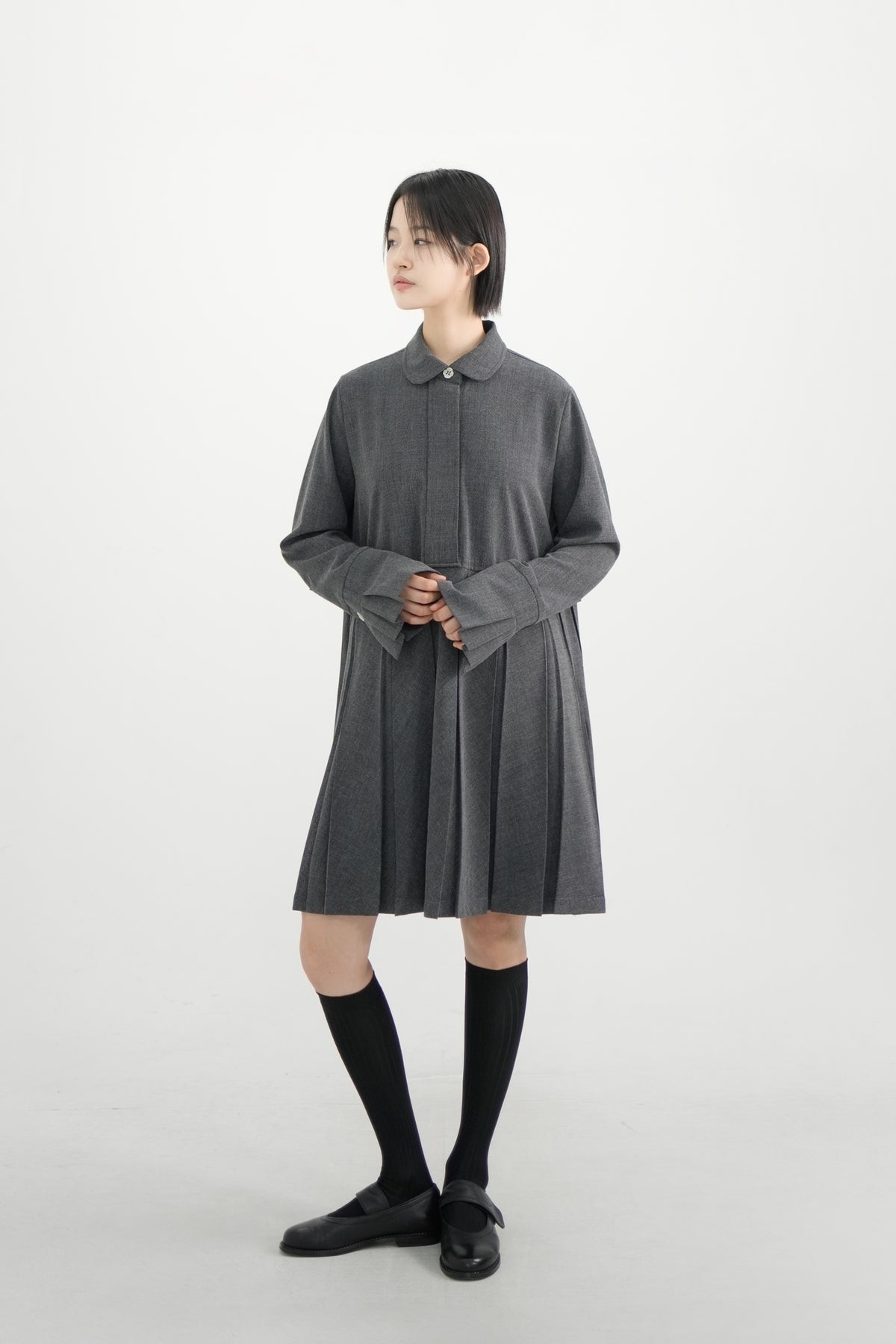 standard flower button dress