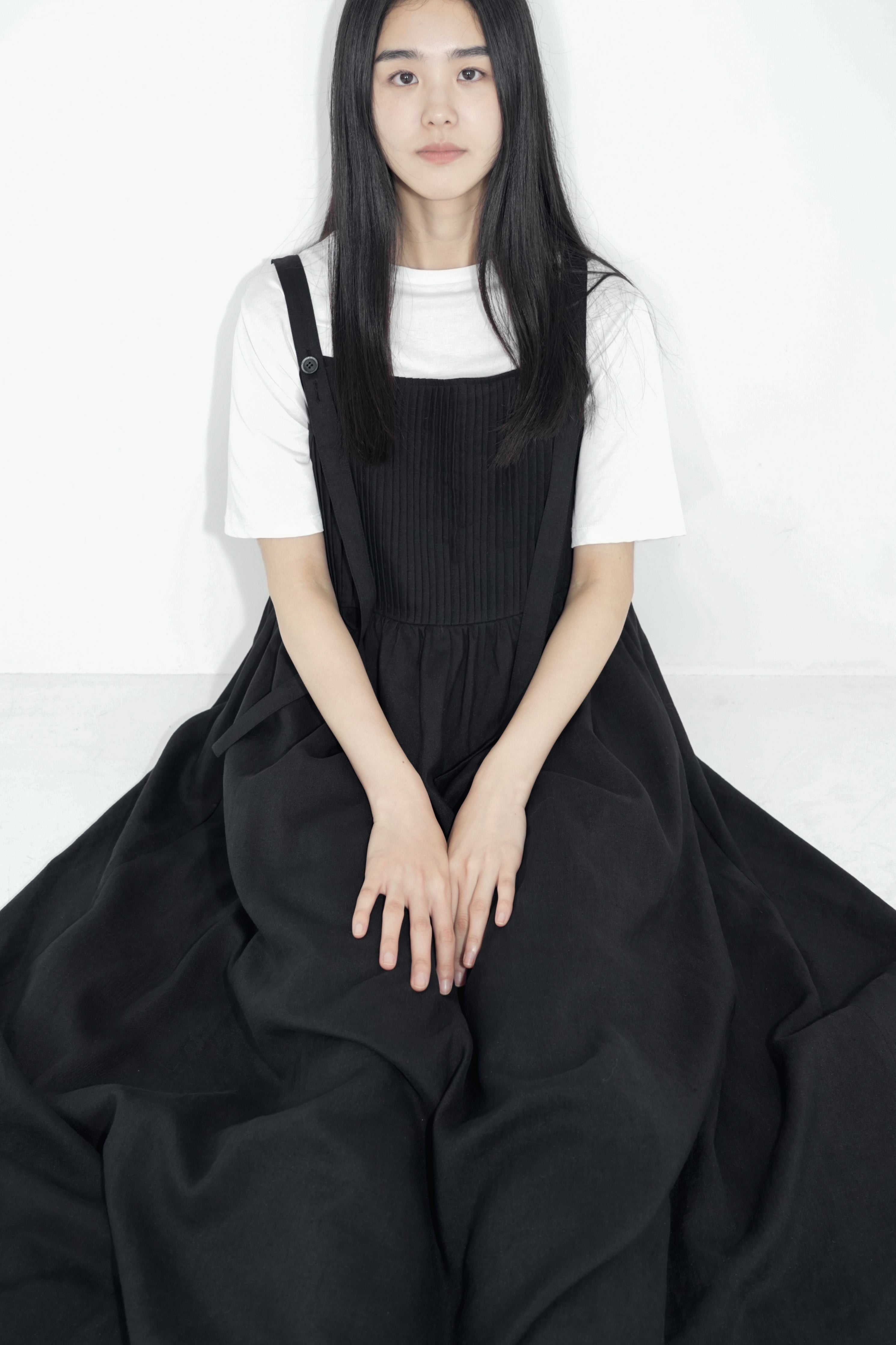 string button pintuck dress