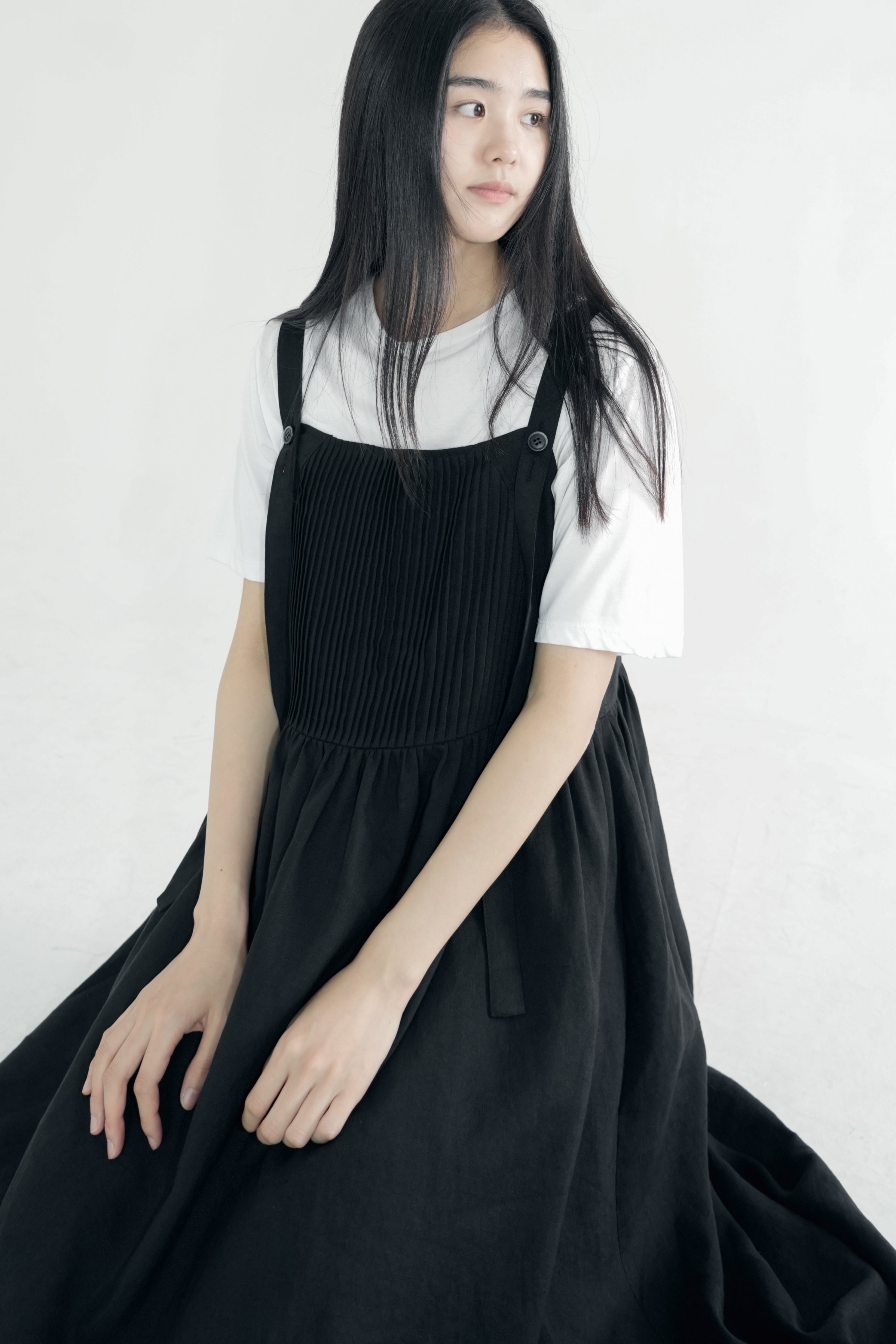 string button pintuck dress