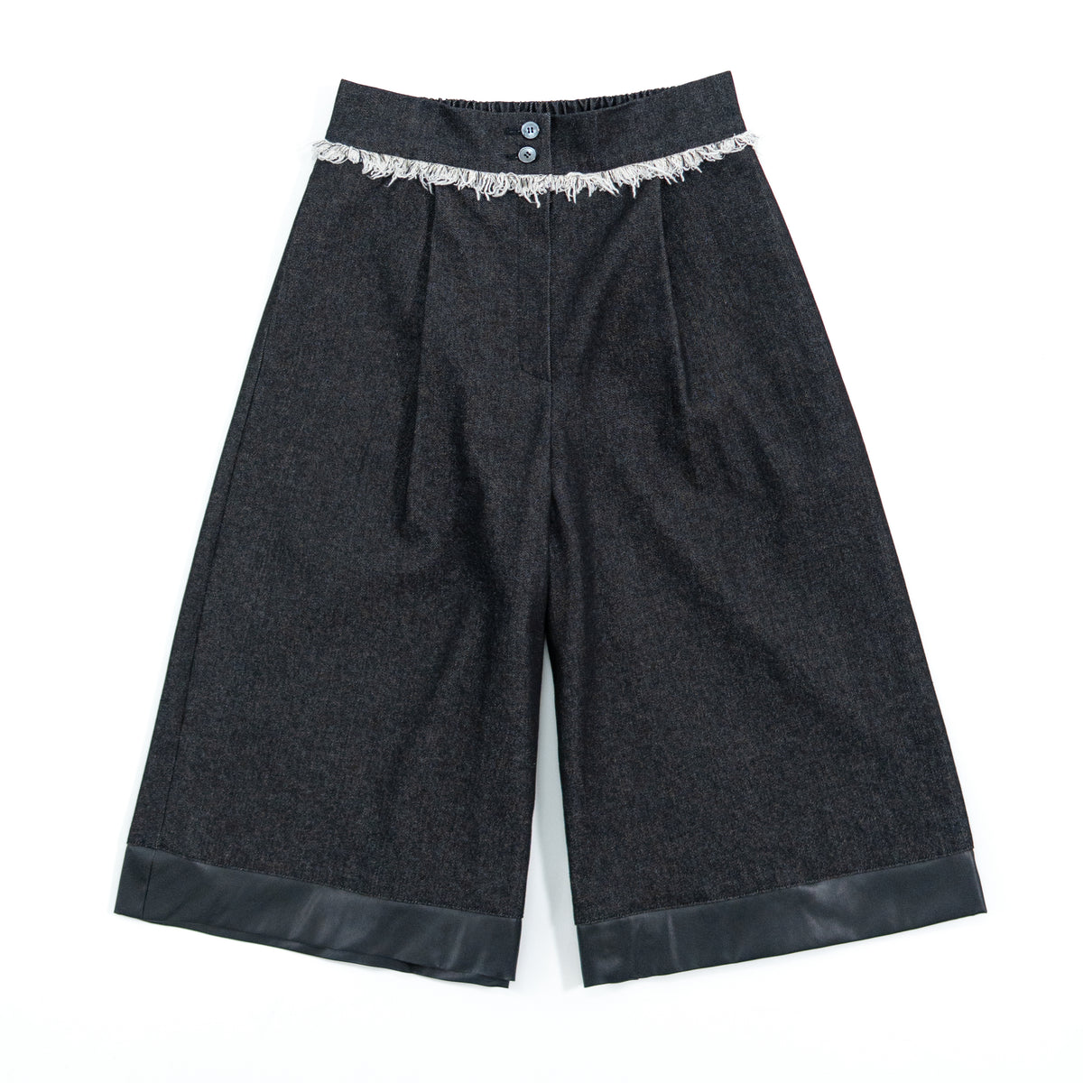 leather hem bermuda pants