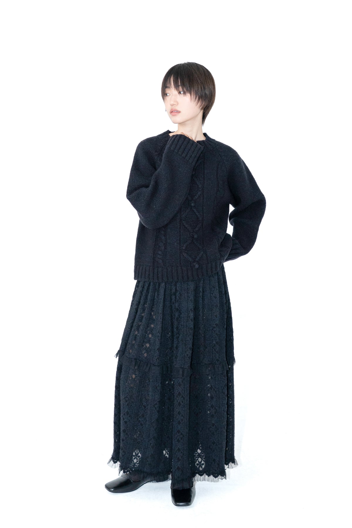 wool fleur pom knit