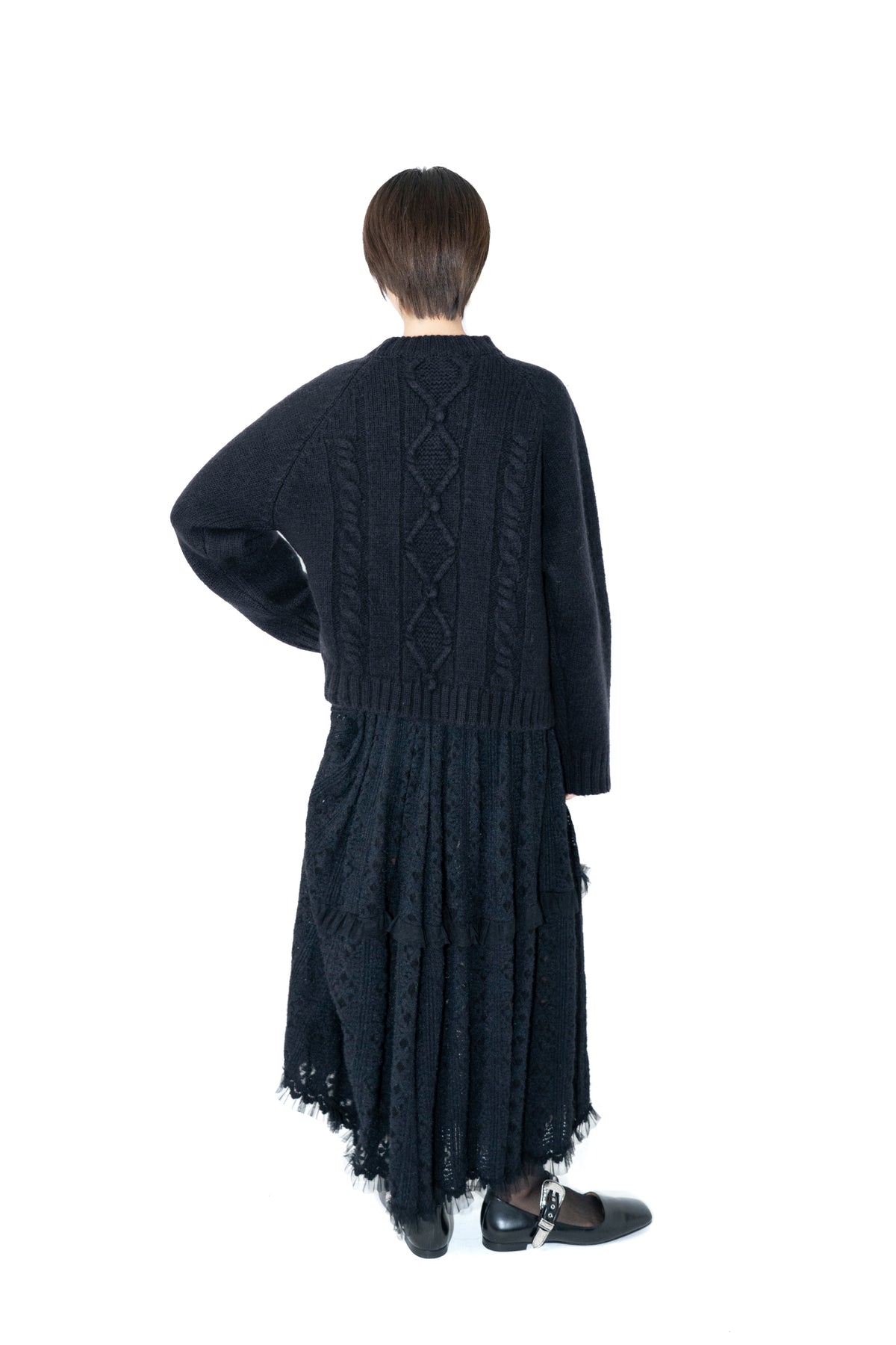 wool fleur pom knit